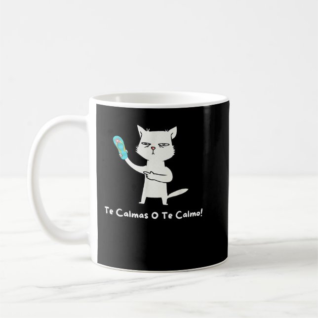 Funny Cat Expression Te Calmas O Te Calmo Funny Hu Kaffemugg (Vänster)
