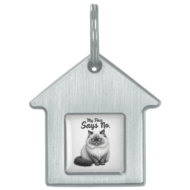 Funny Cat Face Illustration – Minimal Cute Cat Art ID-bricka Husdjur (Framsidan)