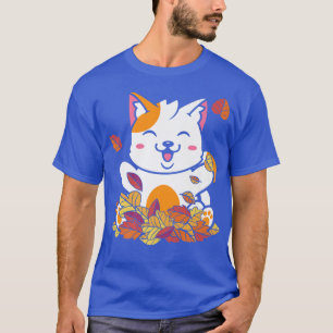 Funny Cat Fall Höst löv Vintage Stil Pet Kit T Shirt
