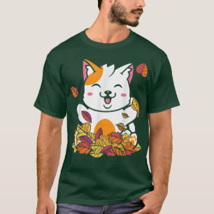 Funny Cat Fall Höst löv Vintage Stil Pet Kit T Shirt