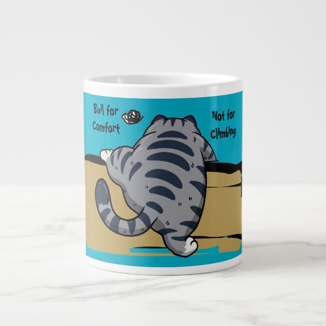Funny Cat, Fat Cat, Funny Script Giant Coffee Mug Jumbo Mugg (Framsidan)