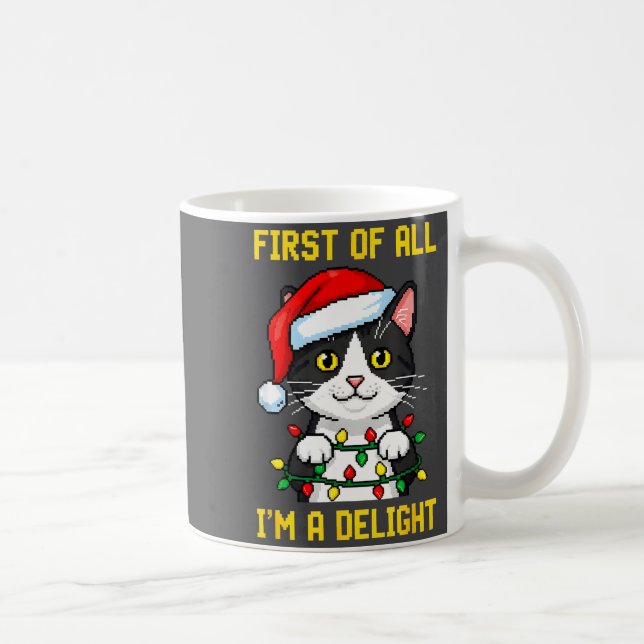 Funny Cat First Of All I'm A Delight Retro Gaming  Kaffemugg (Höger)