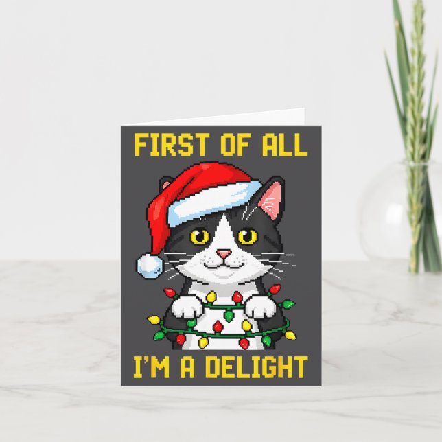 Funny Cat First Of All I'm A Delight Retro Gaming  Kort (Framsida)
