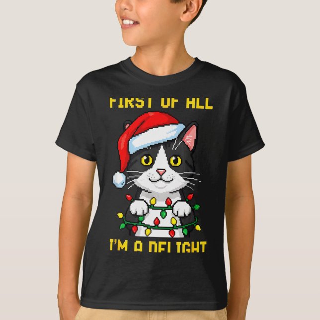 Funny Cat First Of All I'm A Delight Retro Gaming  T Shirt (Framsida)
