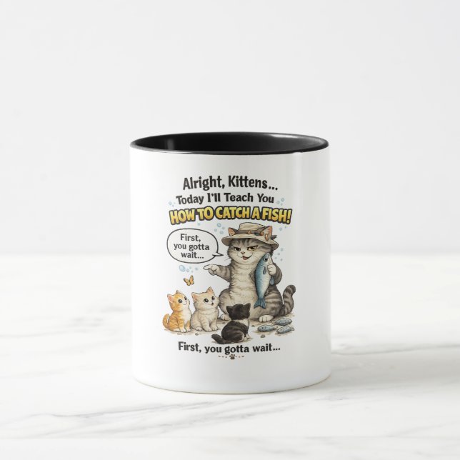 "Funny Cat Fishing Mug  Mugg (Center)