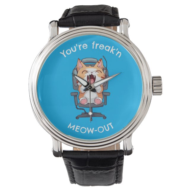 Funny Cat Freak'n Meow Out Armbandsur (Framsida)