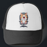 Funny Cat Freak'n Meow Out Keps<br><div class="desc">Cute design of a funny cat in a computer chair throwing a fit. Clever quote,  "You're Freak'n Meow-Out." You can just imagine what the cat is getting upset about. Fun gag gift for friend or family member with a silly temperamental cat.</div>