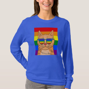 Funny Cat Gay pride Cute LGBT Animal Djurälskare T Shirt