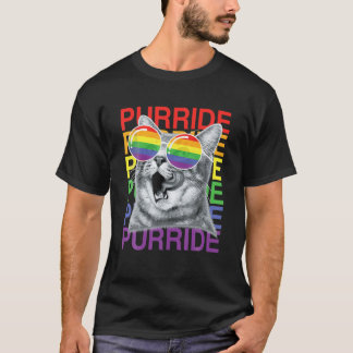 Funny Cat Gay pride månad 2022 Rainbow Flagga Sung T Shirt