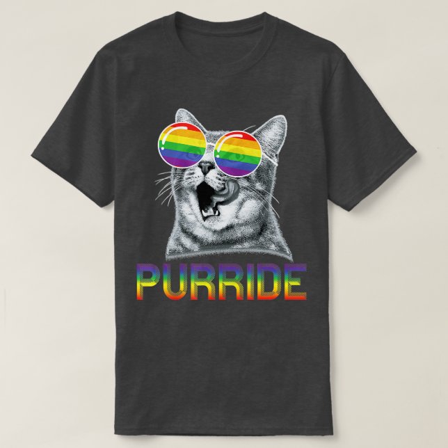 Funny Cat Gay pride Rainbow Sunglasses LGBTQ T Shirt (Design framsida)