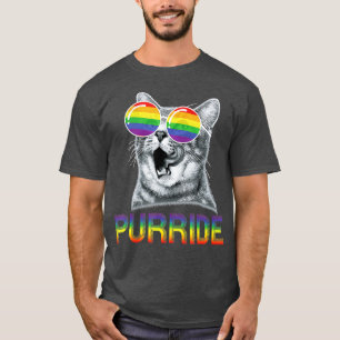 Funny Cat Gay pride Rainbow Sunglasses LGBTQ T Shirt