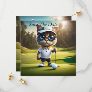 Funny Cat Golf Player Spara Datumet