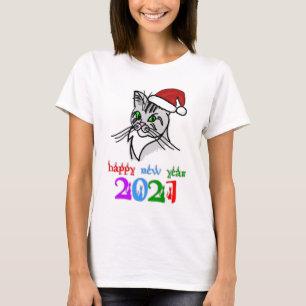 Funny Cat Gott nytt år 2021 T Shirt