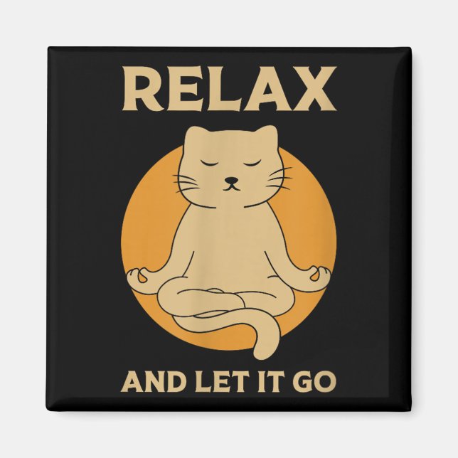 Funny Cat Graphic Yoga Zen Meditation Magnet (Framsidan)