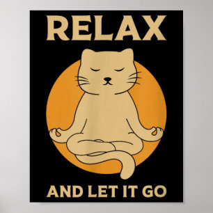 Funny Cat Graphic Yoga Zen Meditation Poster