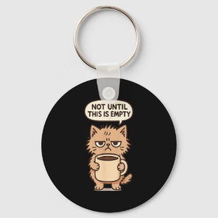 Funny Cat Grumpy Coffee Älskare Not God Person S Nyckelring