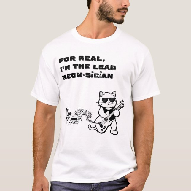 Funny Cat Guitar Music T-Shirt (Framsida)