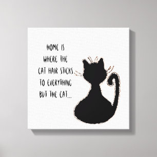 Funny Cat Hair Quote Cute Black Cat Silhouette Canvastryck