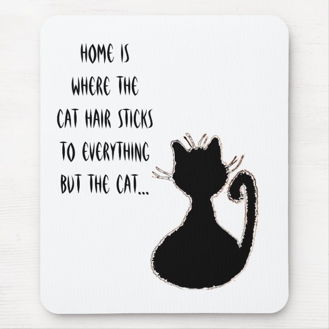 Funny Cat Hair Quote Cute Black Cat Silhouette Musmatta (Framsidan)