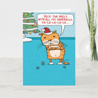 Funny Cat Hairballjul jul Helgkort
