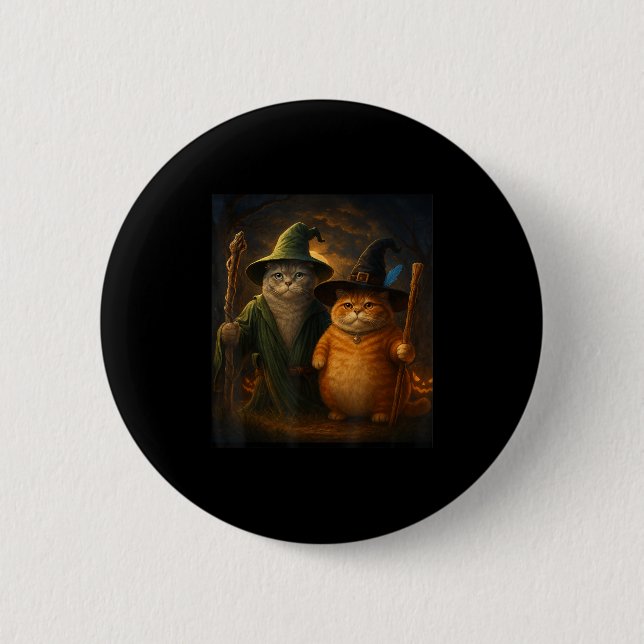 Funny Cat Halloween Cat Memer-guide Katt Konstig C Knapp (Framsida)