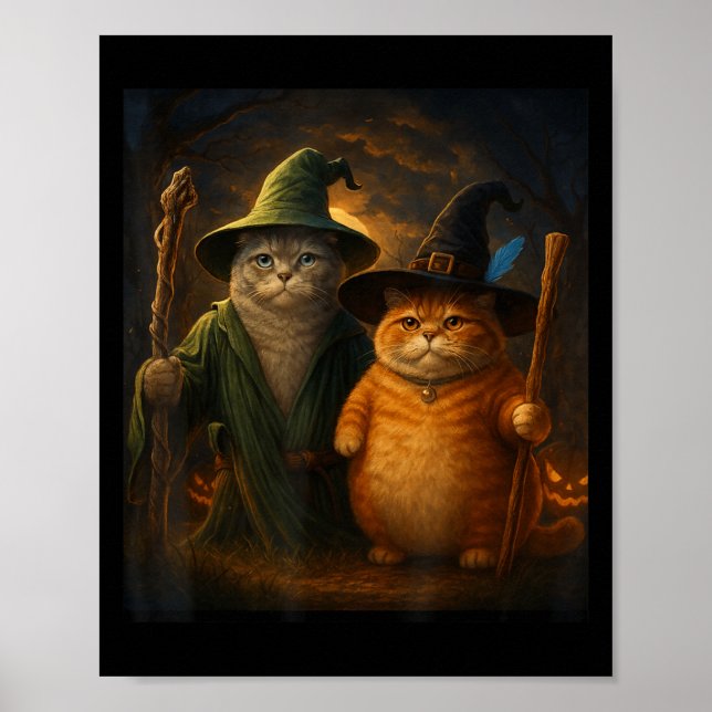 Funny Cat Halloween Cat Memer-guide Katt Konstig C Poster (Framsidan)