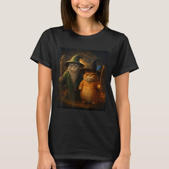 Funny Cat Halloween Cat Memer-guide Katt Konstig C T Shirt (Framsida)