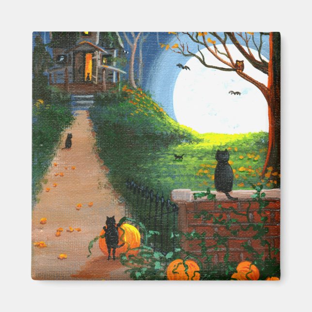 Funny Cat Halloween Creationarts Magnet (Framsidan)