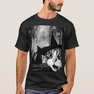 Funny Cat Halloween Spooky Cat Selfie and Witches T Shirt