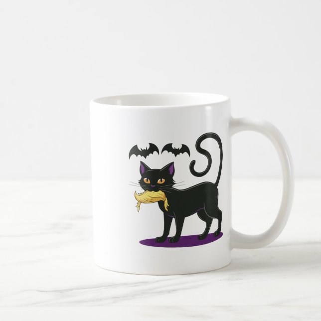 Funny Cat Halloween Voting Val 2024 USA Kaffemugg (Höger)