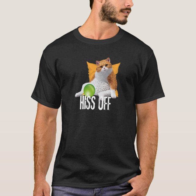 Funny Cat Hiss Off Meowy Cat Premium T Shirt (Framsida)