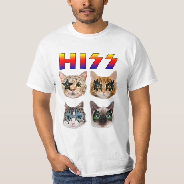 Funny Cat Hiss Rock and roll för Cat Lover T Shirt (Framsida)