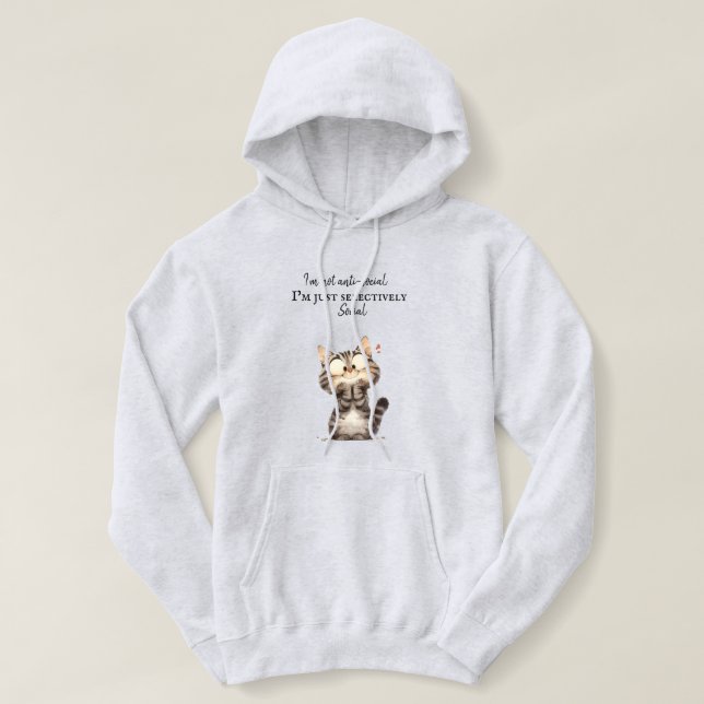 Funny Cat Hoodie - Superskojet Stil T Shirt (Design framsida)