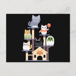 Funny Cat Horror Movies Cute Halloween Cat Kattung Vykort