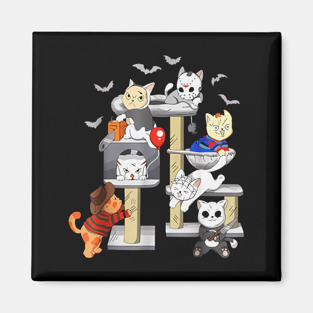 Funny Cat Horror Movies Cute Halloween Cat Lovers  Magnet (Framsidan)