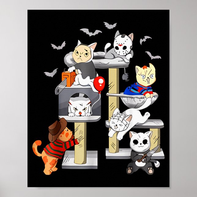 Funny Cat Horror Movies Cute Halloween Cat Lovers  Poster (Framsidan)