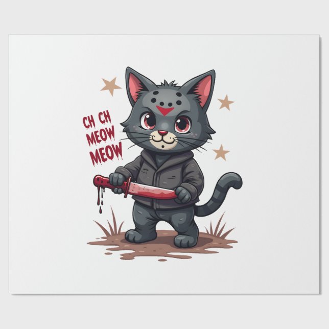 Funny Cat Horror Movies Cute Halloween for Cat Kit Presentpapper (Platt)