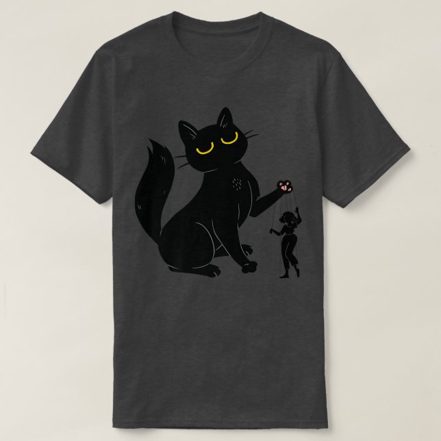 Funny Cat & Human Puppet  T Shirt (Design framsida)