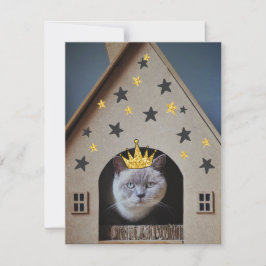 Funny Cat Humor Golden Glitter Bling Krona Cute Kort