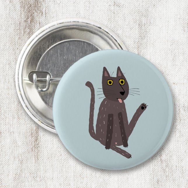 Funny Cat Humor Knapp (Funny cat washing humor pet lover badge or button)
