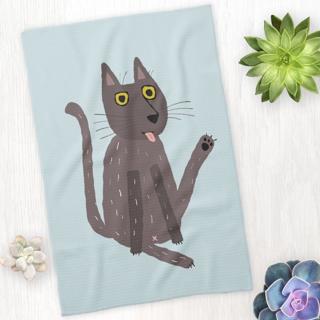 Funny Cat Humor Kökshandduk (Funny cat washing kitchen towel)