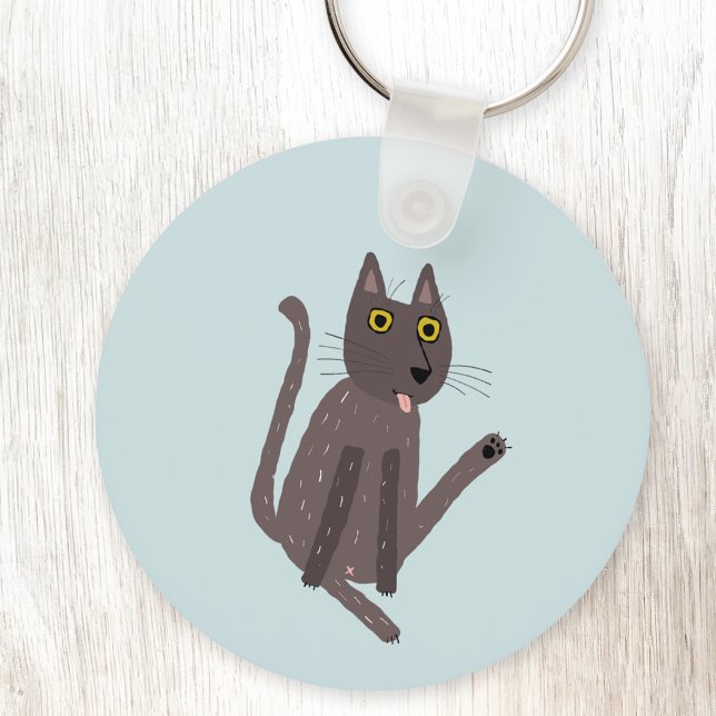 Funny Cat Humor Nyckelring (Funny cat kiss aluminium keyring keychain)