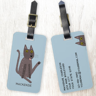 Funny Cat Humor Personlig Bagagebricka