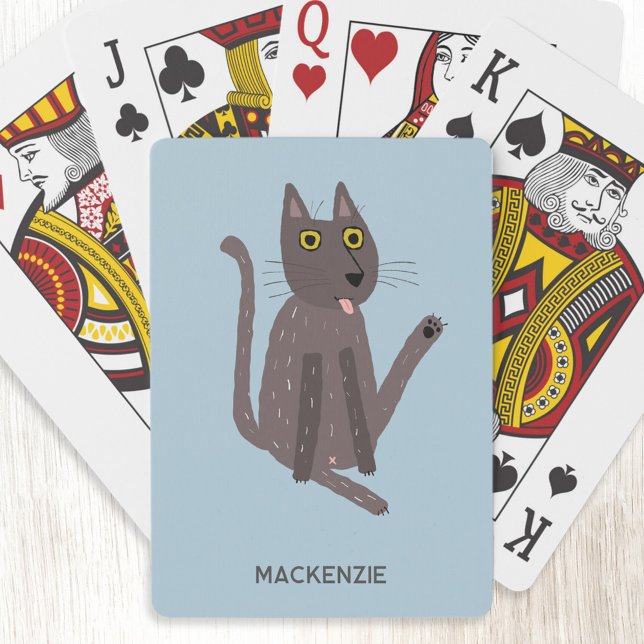 Funny Cat Humor Personlig Casinokort (Funny cat humor personalized name or text playing cards for animal lovers)