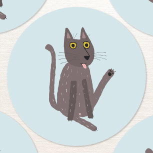 Funny Cat Humor Runt Klistermärke