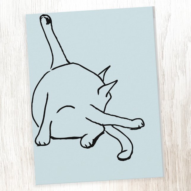 Funny Cat Humor Vykort (Fun cat humor line drawing postcard)