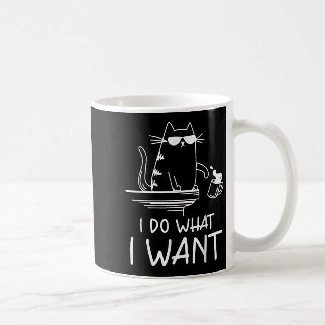 Funny Cat , I Do What I Want , Cool Cat Men Women  Kaffemugg (Höger)