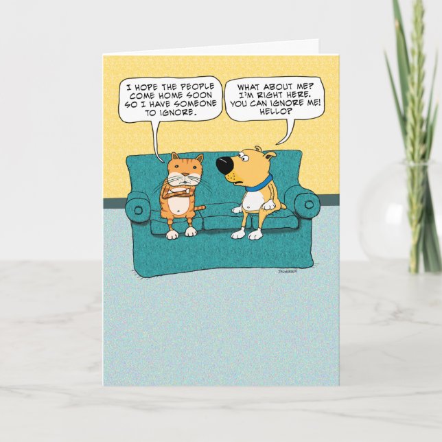 Funny Cat Ignoring Hund Birthday Kort (Framsida)