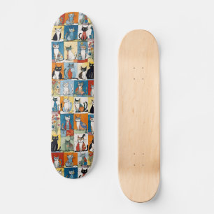Funny Cat Illustrations Mini Skateboard Bräda 18,5 Cm