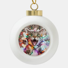 Funny Cat in Lights Holiday